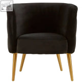 Manhattan black tub chair with black velvet upholstery and gold-tone tapered legs for stylish seating