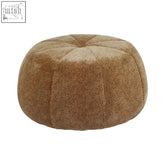 Brown plush tufted manhattan leopard print pouffe with soft textured fabric finish for stylish seating