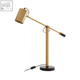 Mano gold table adjustable gold table lamp with cylindrical shade and black base for stylish lighting