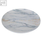 White ceramic marble luxe dinner plate with gray and gold marble pattern for luxe dinner settings
