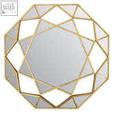 Marcia gold octagonal wall mirror with gold-toned geometric faceted diamond design perfect for stylish decor