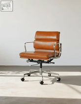 Tan leather office chair marley office chair with chrome metal frame and adjustable height for swivel use