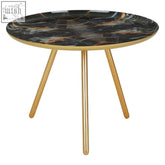 Black marlox faux marble side table with gold-tone iron legs and sleek faux marble top for stylish storage