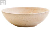 Beige speckled ceramic marmore cream marble bowl with smooth rounded rim and slightly flared edges