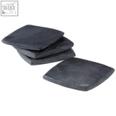 Dark grey marble square coasters set of 4 with natural textured surface and rounded edges for stylish drink protection