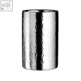 A martel stainless steel hammered wine cooler tumbler with a sleek reflective finish and subtle vertical striations