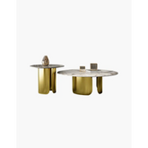 Maru Nesting Coffee Table Set Sintered Stone Top With Gold Base