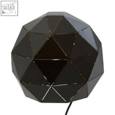 Mateo black finish table lamp with a black finish geometric polygonal design and metallic edges for modern decor