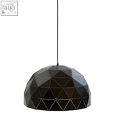 Large black and copper dome pendant light with geometric triangular facets and sleek modern design copper dome pendant
