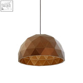 Mateo medium coffee dome pendant light with copper-toned faceted exterior and gold-lined interior dome pendant light