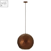 Mateo medium coffee finish pendant light with bronze geometric faceted spherical design for stylish lighting