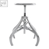 Chrome finished adjustable-height crank mechanism stool with sleek industrial tripod base maxi crank mechanism stool