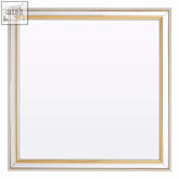 Mazzone square framed wall mirror with a sleek silver and gold two-tone rectangular design for modern spaces