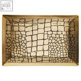 Gold-colored rectangular meko croc pattern trinket dish with textured crocodile-skin design perfect for small items