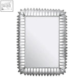 Merlin silver leaf frame wall mirror with a silver-framed rectangular design and decorative spiky leaf frame border