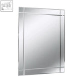 Silver-framed rectangular milania etched border wall mirror with sleek modern design and etched border detailing