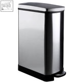 Miller stainless steel rectangular 35 litre pedal bin with black accents and sleek modern design