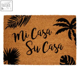 Coconut fiber mimo mi casa doormat with black palm trees and casa su casa script design for home entryway