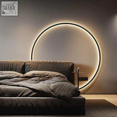 Minimalist led wall ring light with sleek black frame and warm ambient glow perfect as a led wall ring or ring light