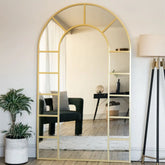 Mio- Full Length Gold Metal Arched Window Mirror - 200cm x 120cm - Mirror