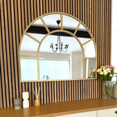 Mio - Gold Metal Arched Window Mirror - 95cm x 120cm - Mirror