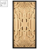 Modello deco wood carving wall art featuring a rectangular light natural wood carving wall with geometric design