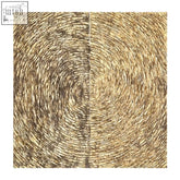 Modello wood carving gold finish wall art with textured golden brown concentric circular patterns and layered brushstrokes
