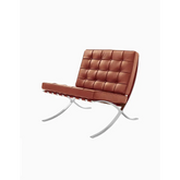 Modern Barcelona Chair And Footstool, Brown Leather| DC Concept