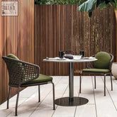Modern outdoor mokusei chair dining set with cushioned seat olive green cushions and rope backrest wicker chairs