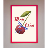 Mon Cheri Cherry Framed Wall Art - B0 (100 x 141 cm) / Neon Pink - Framed Print