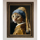 Mona Lisa Cat Framed Poster - A3 (29.7 x 42 cm) / Ornate Gold Black - Framed Print