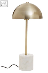 Murdoch table lamp with a sleek brass dome and white marble cylinder base for stylish home lighting