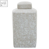 Gray crackle-glazed natural ceramic myla large jar with matching lid perfect for stylish storage