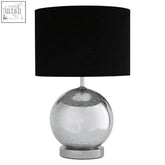 Silver mercury glass naomi table lamp with black fabric shade perfect as a stylish table lamp for any room