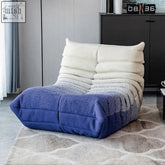 Naomi gradient large plush lounge chair with soft textured fabric fading from deep blue to creamy white large settee beanbag