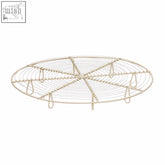 Nash cream wire cooling rack round metallic wire rack with radial design and hanging hooks for cooling baked goods