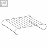 Silver nash oven cooling round edged wire rack with curved ends and evenly spaced horizontal bars