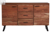 Modern large acacia sideboard with warm natural wood finish and black metal legs for stylish storage solutions