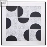 Nason black and white wall art featuring geometric abstract design in a sleek black frame perfect for white wall decor