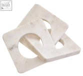 Square white marble coasters with central circular cutout from nason white marble three link chain set