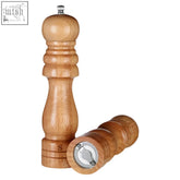 Wooden pepper mill with natural finish and metal top from natural origins rubber wood tall salt and pepper set