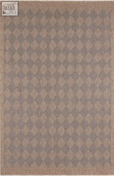 Beige and gray diamond-patterned woven nature outdoor rug blue with textured natural fiber finish for outdoor use