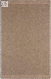 Beige woven nature outdoor rug green with textured tightly interlaced pattern and fringed edges for outdoor use