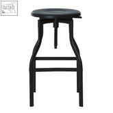 New foundry black metal bar stool with circular seat and adjustable height metal bar design in black metal finish