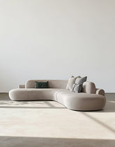 Nicosia Grey Curved Three Seater Sofa, Suede