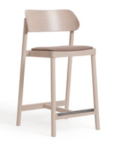 Beige wooden nimma bar stool with a sleek minimalist design and upholstered seat for stylish seating
