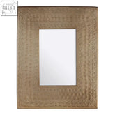 Rectangular gold finish photo frame from the nisha range with a textured hammered metal frame design