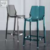 Teal translucent acrylic noah nordic bar stools with sleek chrome legs and footrests for modern nordic bar stool setups