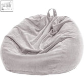 Light grey corduroy bean bag cover with plush texture and loop handle perfect for kids and adults storage bag cover