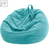 Teal corduroy bean bag chair cover with soft plush texture and loop handle for kids and adults by nobildonna